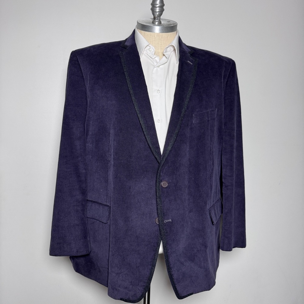 Sean John Blazer Mens 54R Purple Solid Corduroy Notch Lapel 2-Button Sport Coat